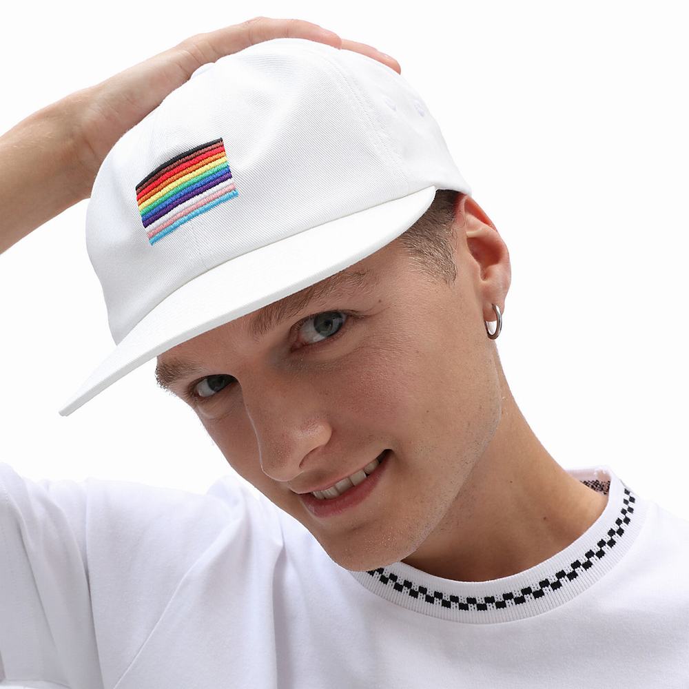 Men's Vans Pride Jockey Hats White | USA50328