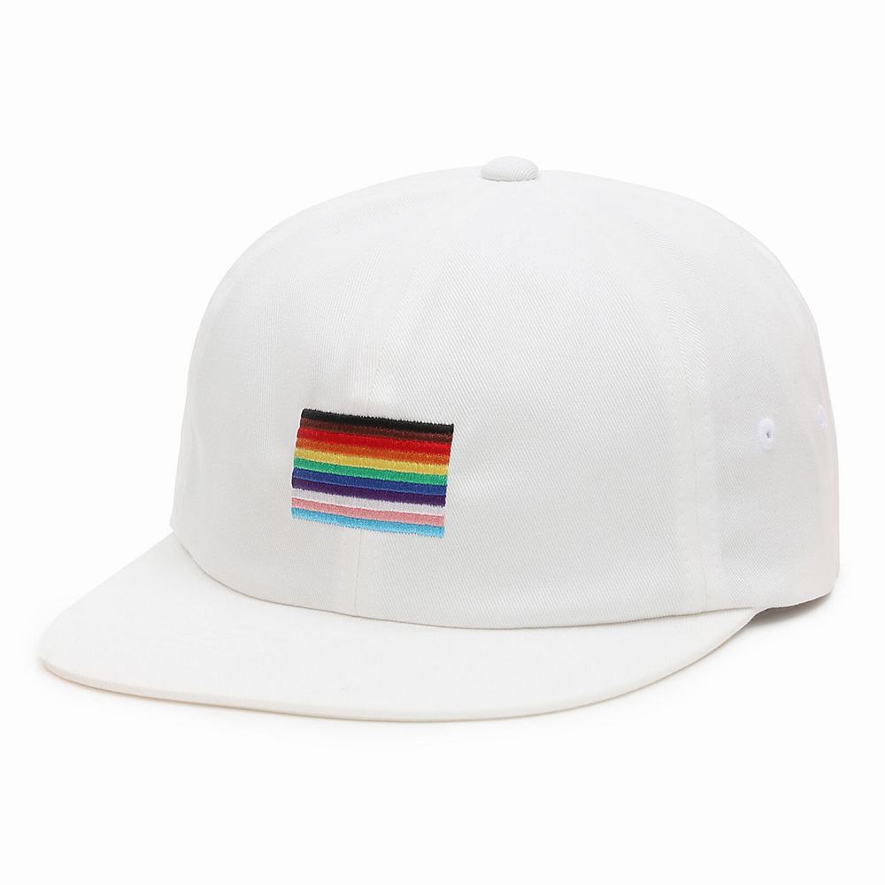 Men's Vans Pride Jockey Hats White | USA50328