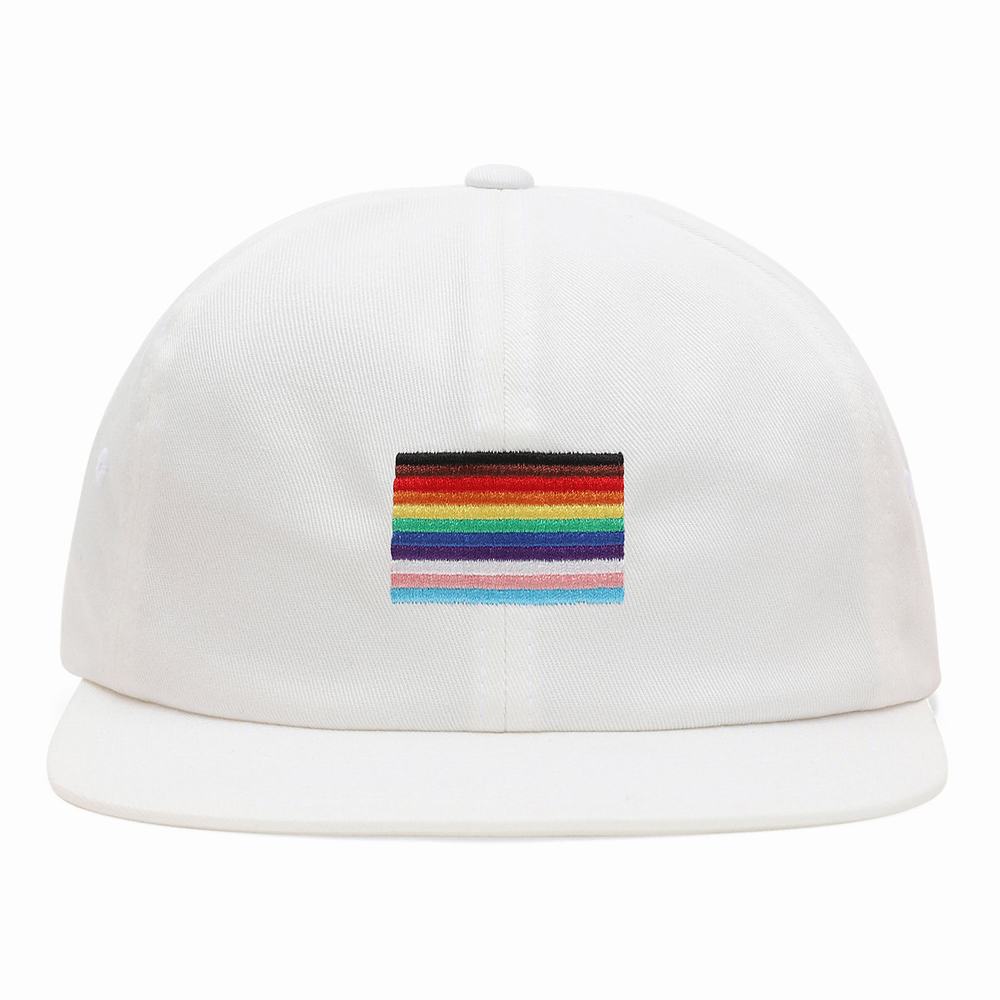 Men\'s Vans Pride Jockey Hats White | USA50328