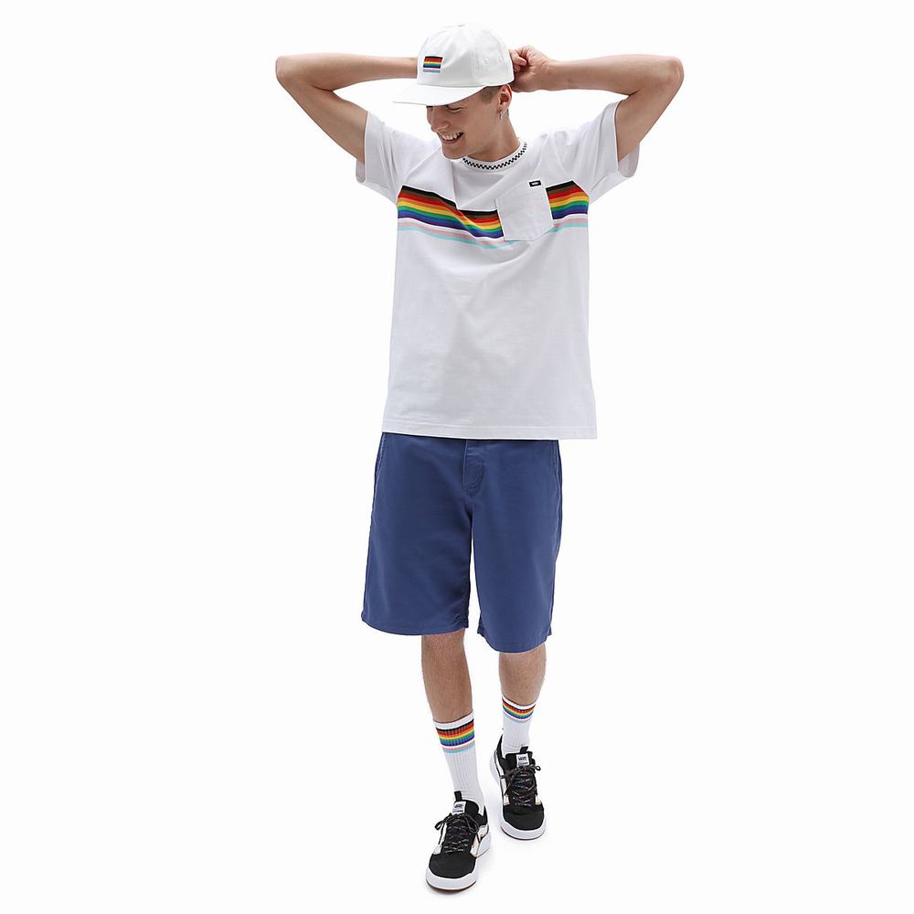 Men's Vans Pride Knit Crew T Shirts White | USA31409