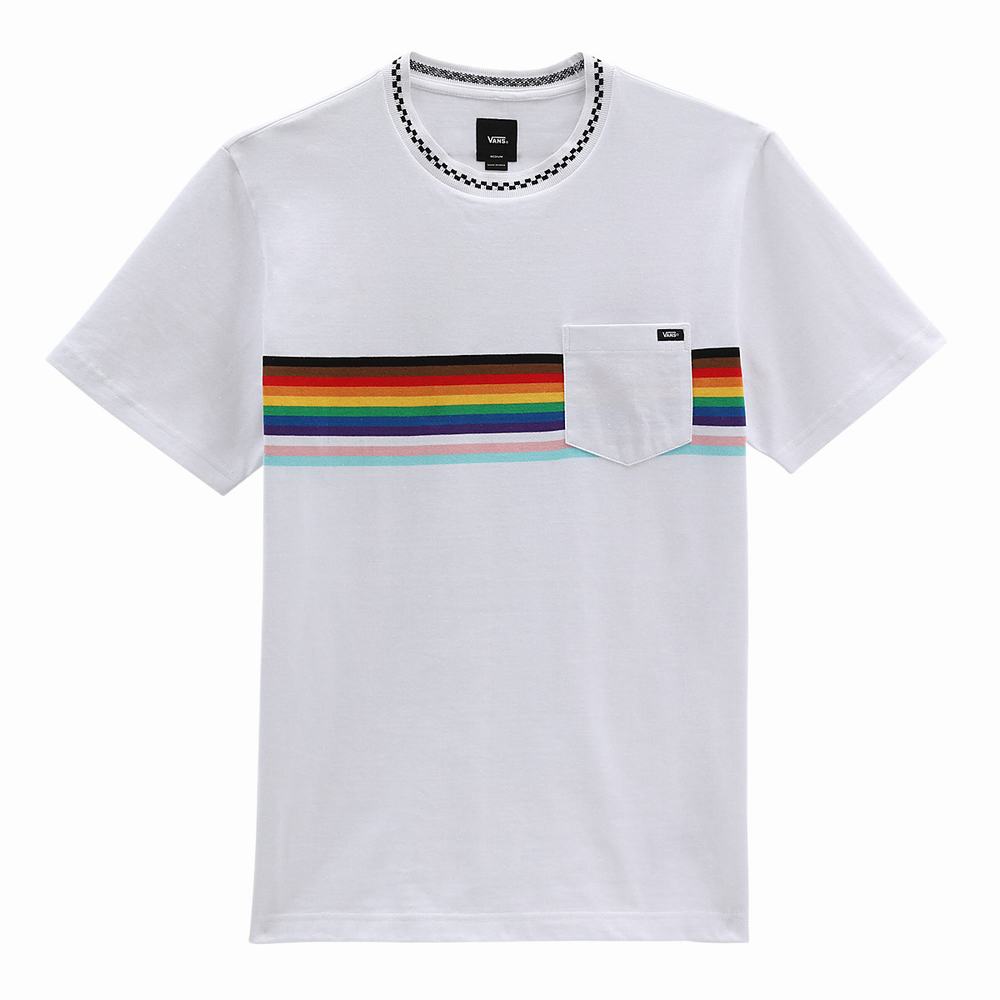 Men's Vans Pride Knit Crew T Shirts White | USA31409