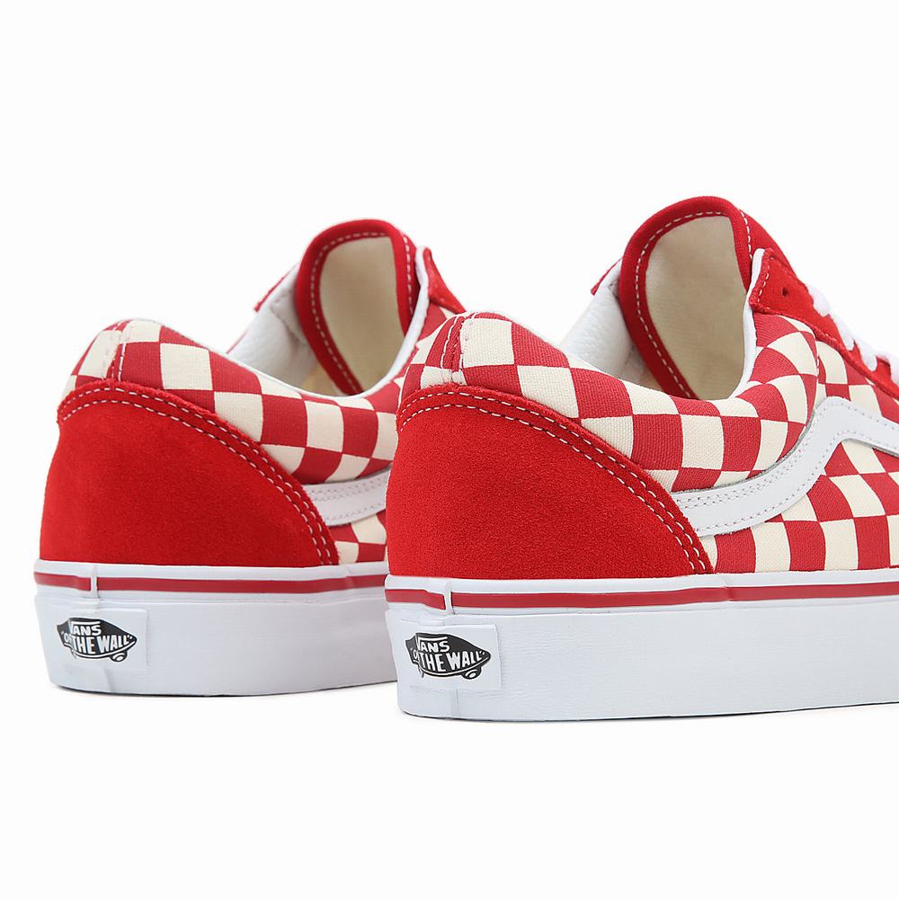 Men's Vans Primary Check Old Skool Sneakers Red | USA76845