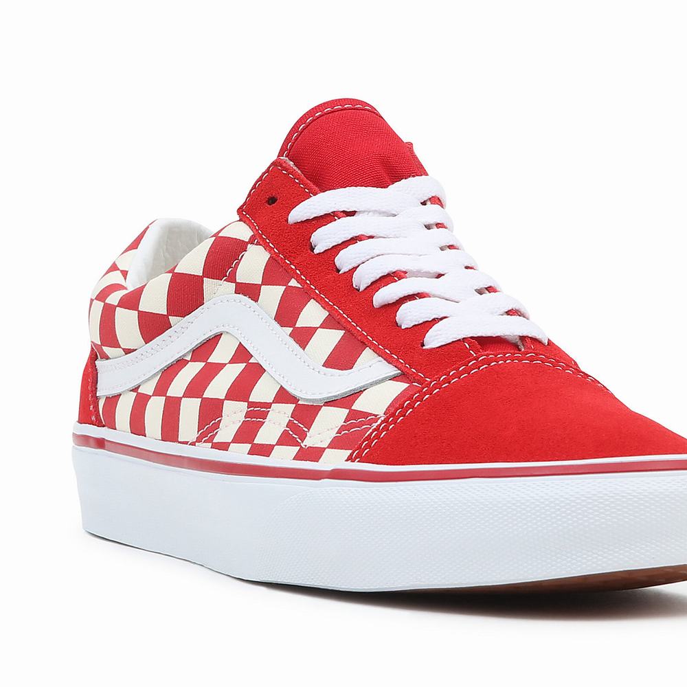 Men's Vans Primary Check Old Skool Sneakers Red | USA76845