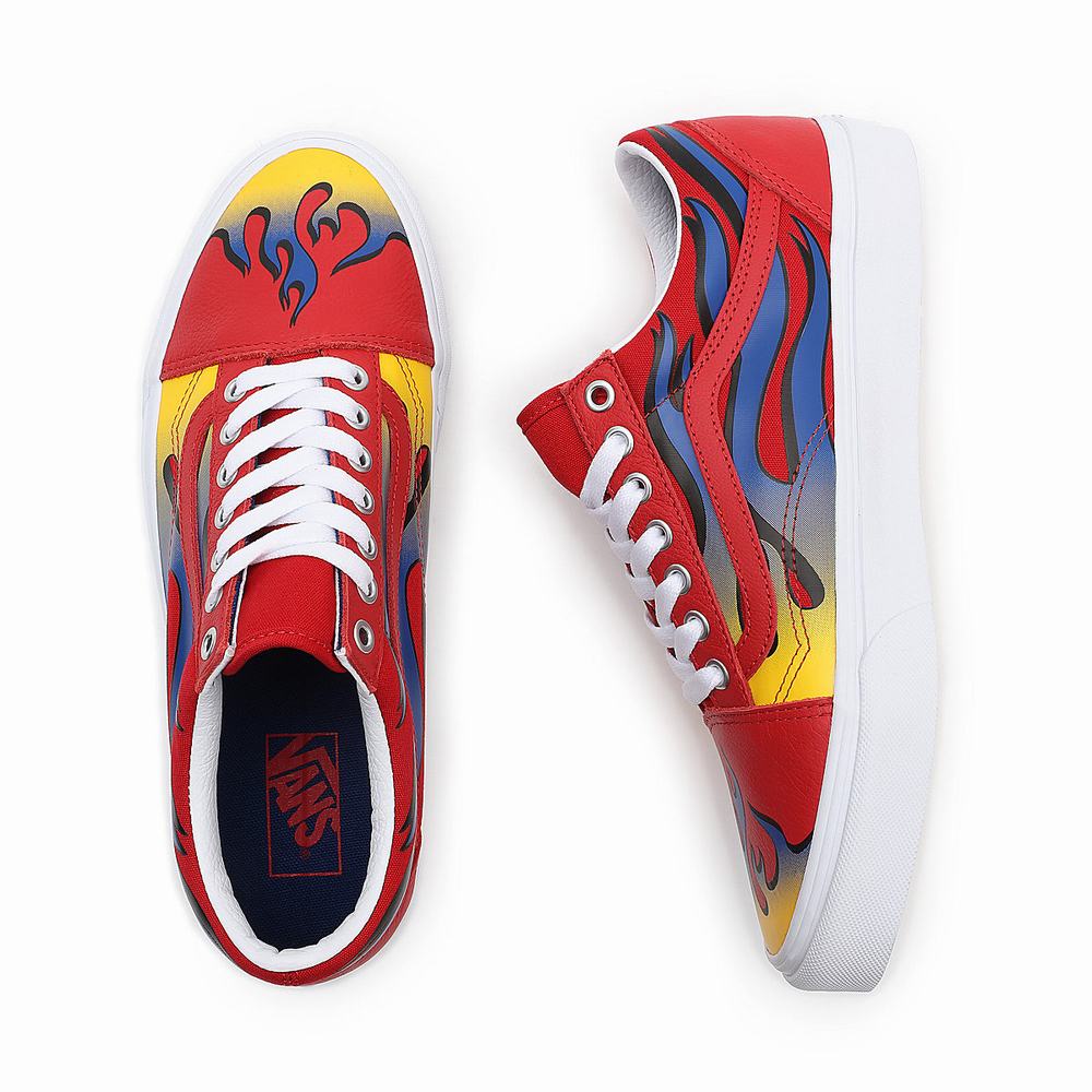 Men's Vans Racer Old Skool Sneakers Red | USA50316