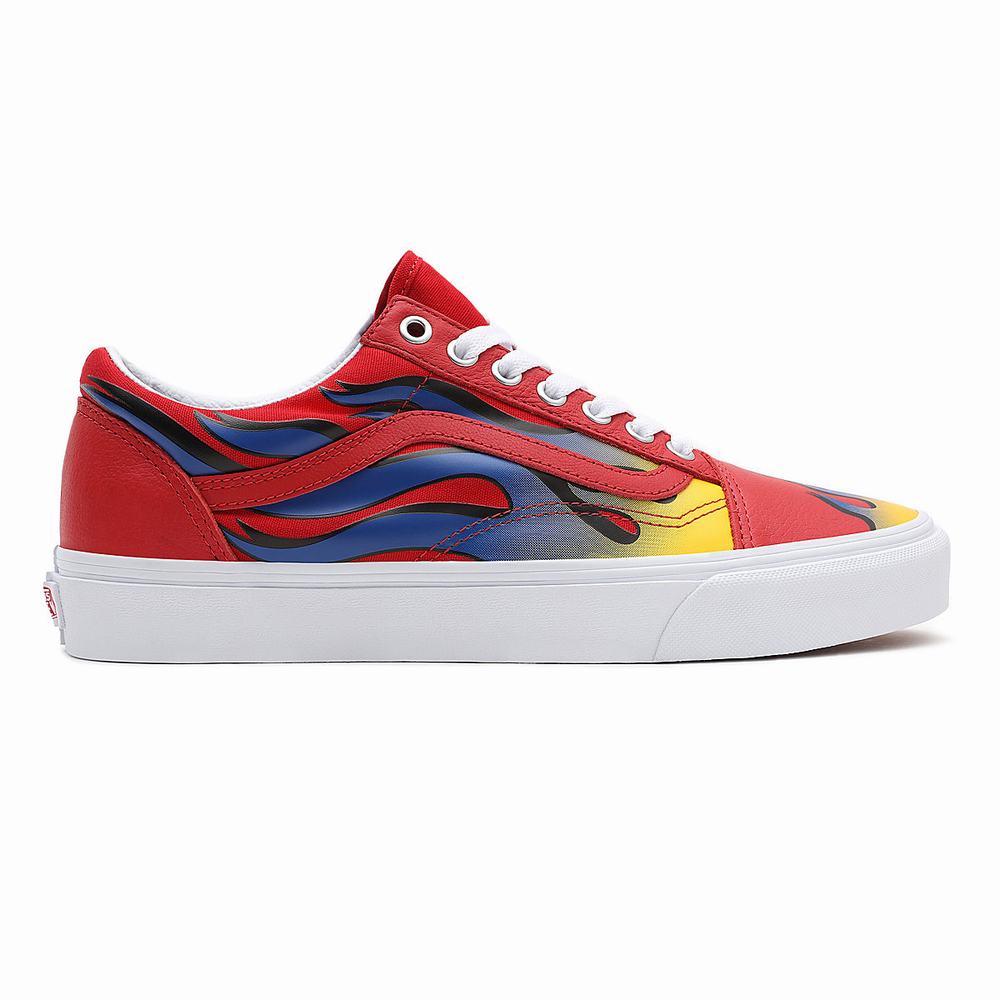 Men's Vans Racer Old Skool Sneakers Red | USA50316