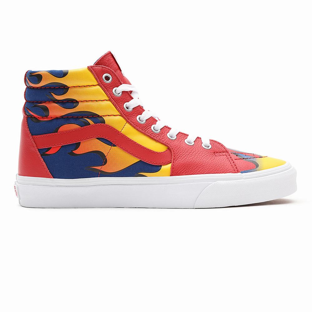 Men's Vans Racer Sk8-Hi Sneakers Red | USA21356