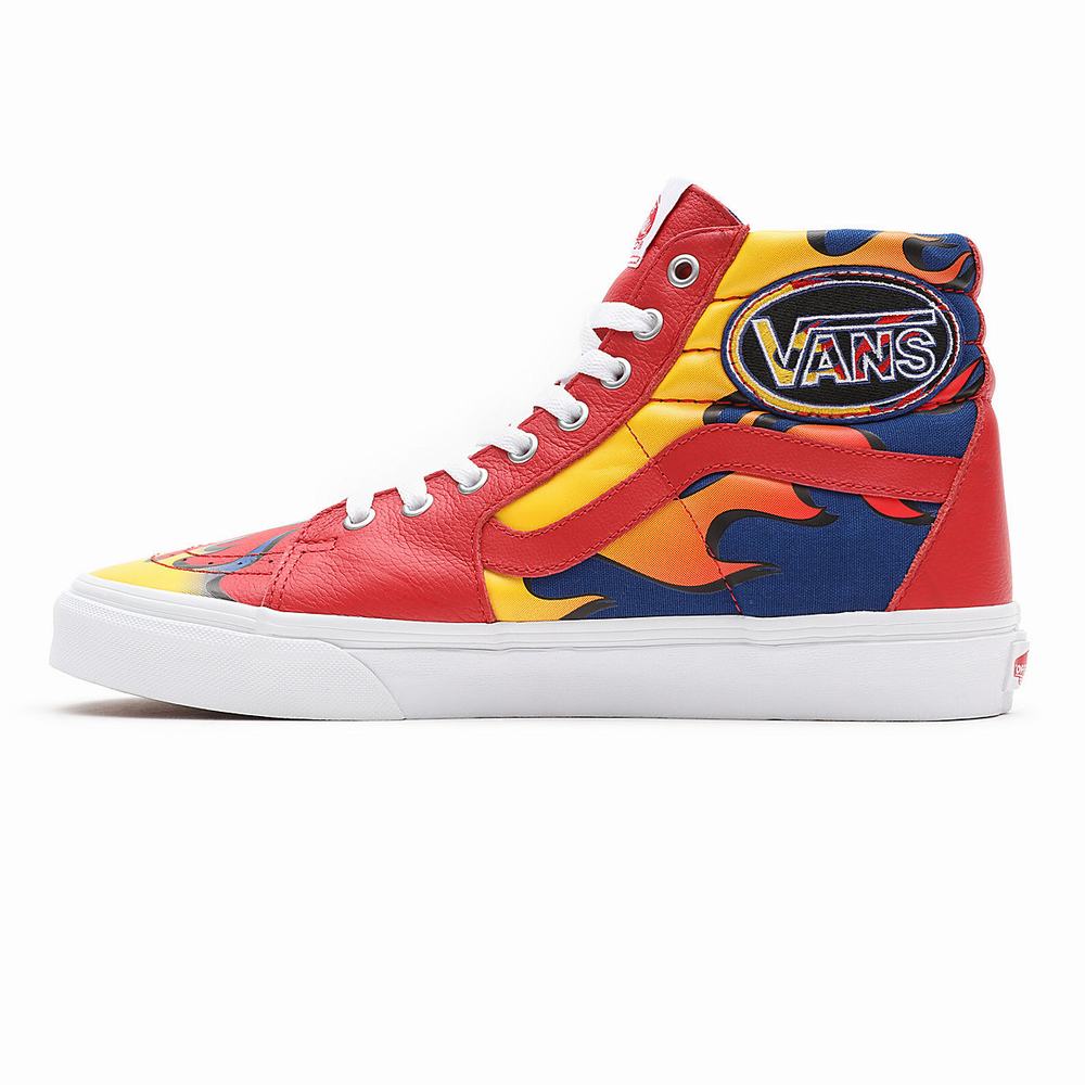 Men's Vans Racer Sk8-Hi Sneakers Red | USA21356