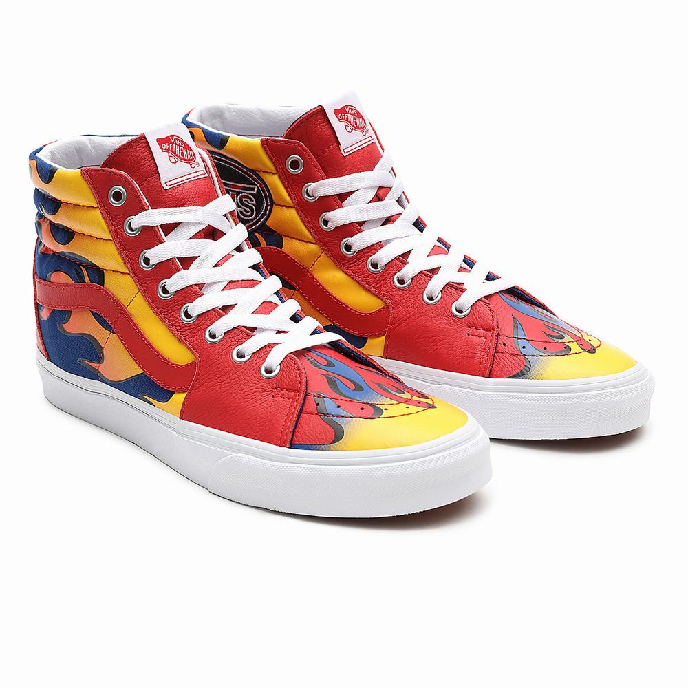 Men\'s Vans Racer Sk8-Hi Sneakers Red | USA21356