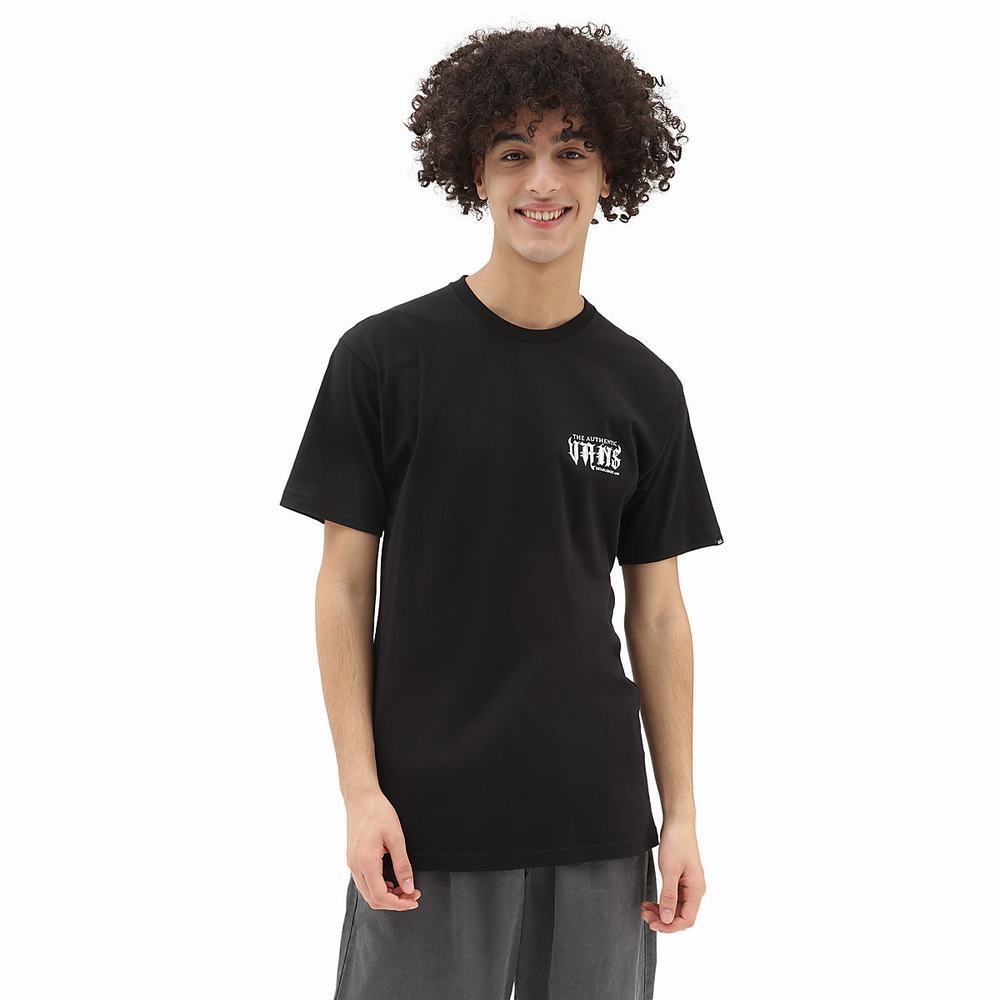 Men's Vans Raging Out T Shirts Black | USA73158