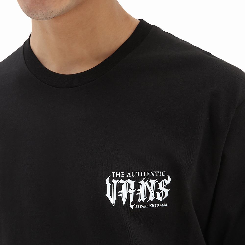 Men's Vans Raging Out T Shirts Black | USA73158