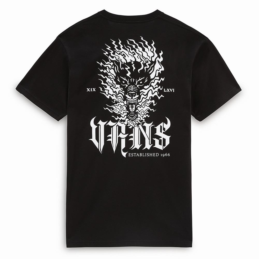 Men's Vans Raging Out T Shirts Black | USA73158