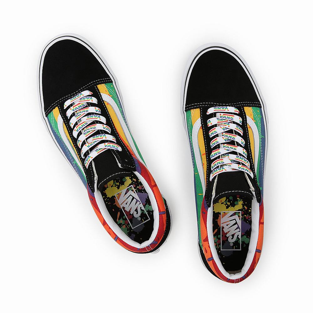 Men's Vans Rainbow Drip Old Skool Sneakers Black / Multicolor | USA07851