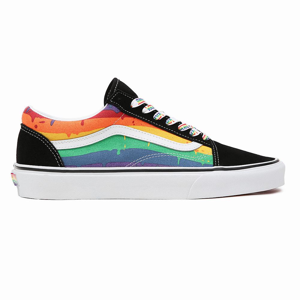 Men's Vans Rainbow Drip Old Skool Sneakers Black / Multicolor | USA07851