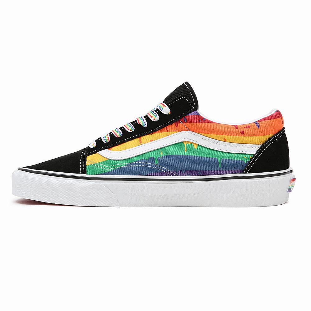 Men's Vans Rainbow Drip Old Skool Sneakers Black / Multicolor | USA07851