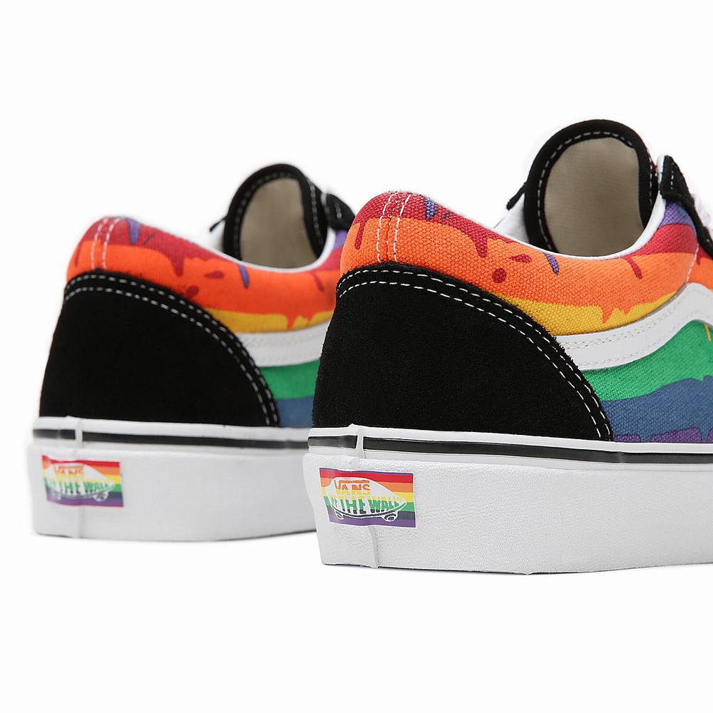 Men's Vans Rainbow Drip Old Skool Sneakers Black / Multicolor | USA07851