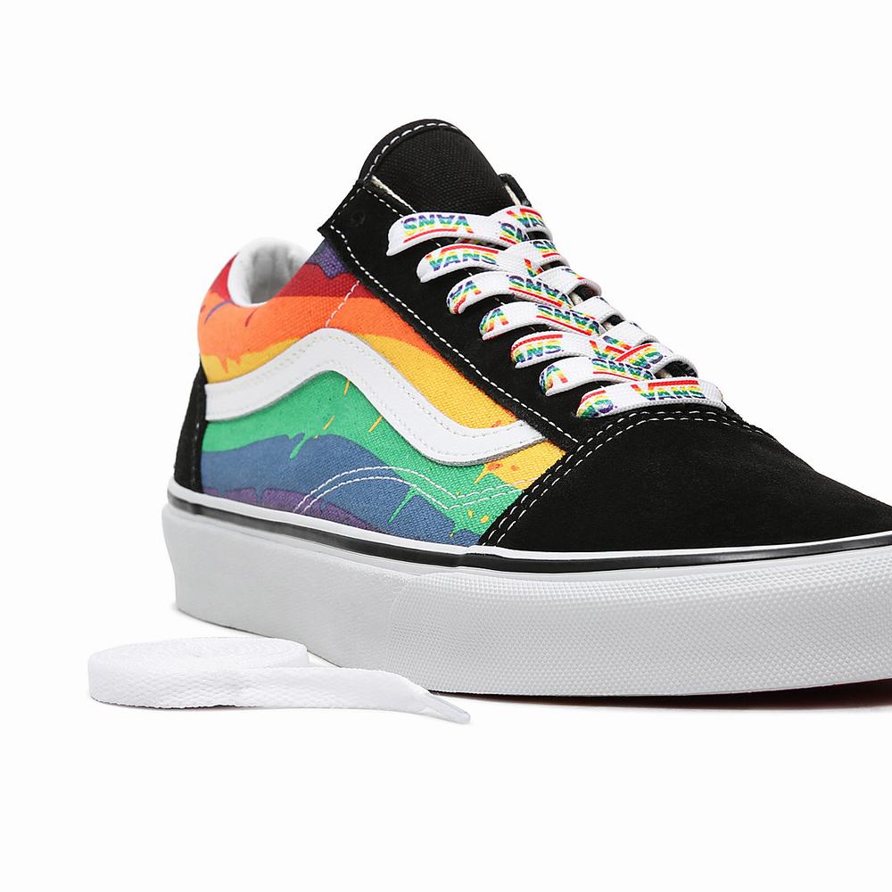 Men's Vans Rainbow Drip Old Skool Sneakers Black / Multicolor | USA07851