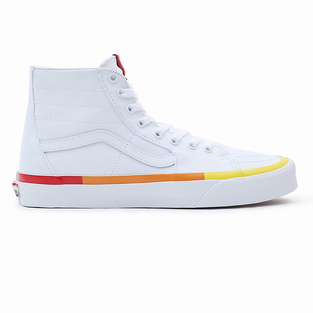 Men's Vans Rainbow Foxing Sk8-Hi Tapered Sneakers White | USA91723