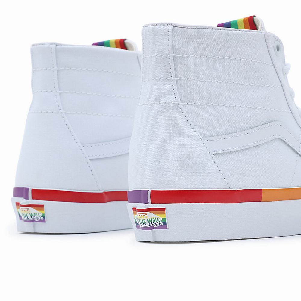 Men's Vans Rainbow Foxing Sk8-Hi Tapered Sneakers White | USA91723