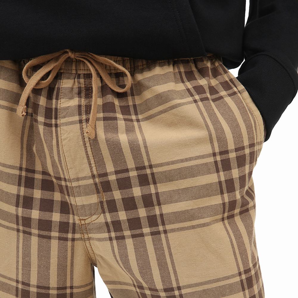 Men's Vans Range Plaid Baggy Tapered Pants Beige | USA14508