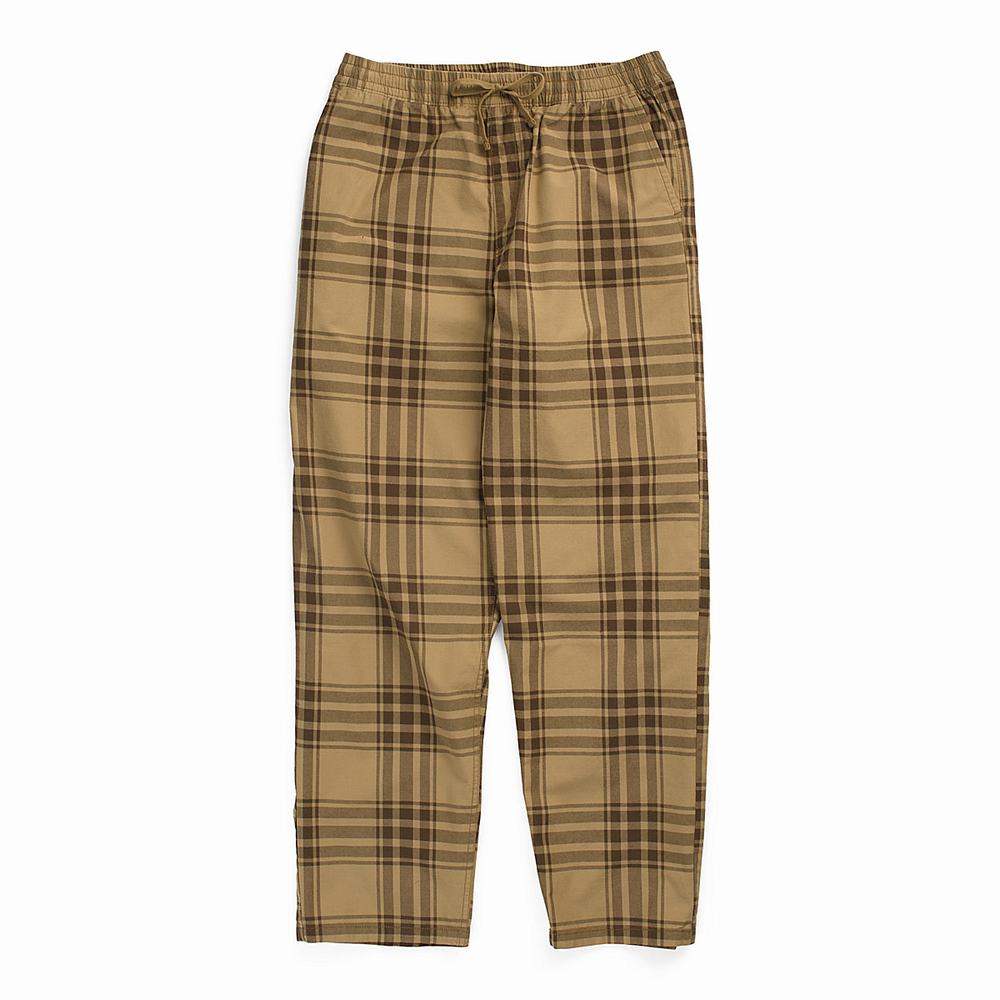 Men's Vans Range Plaid Baggy Tapered Pants Beige | USA14508