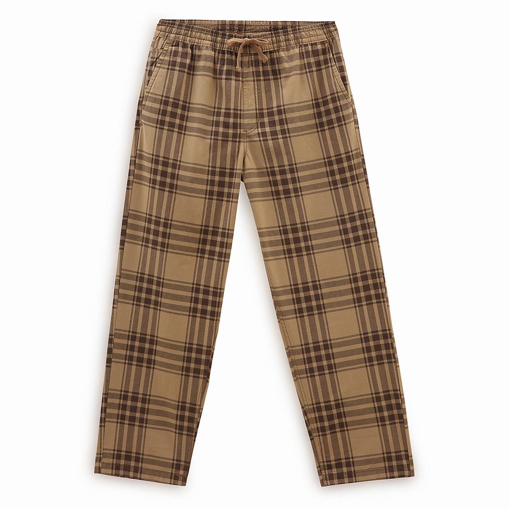 Men's Vans Range Plaid Baggy Tapered Pants Beige | USA14508