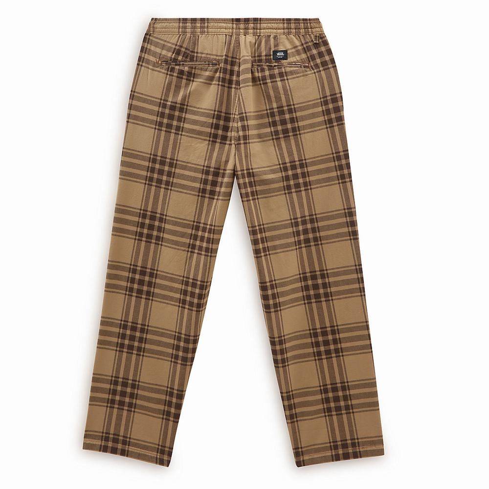 Men's Vans Range Plaid Baggy Tapered Pants Beige | USA14508