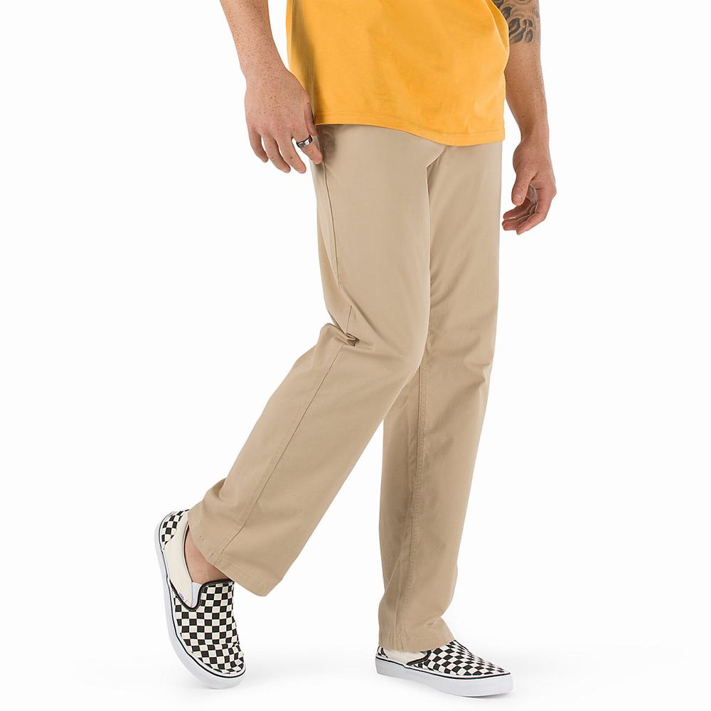 Men\'s Vans Range Relaxed Elastic Pants Beige | USA26053