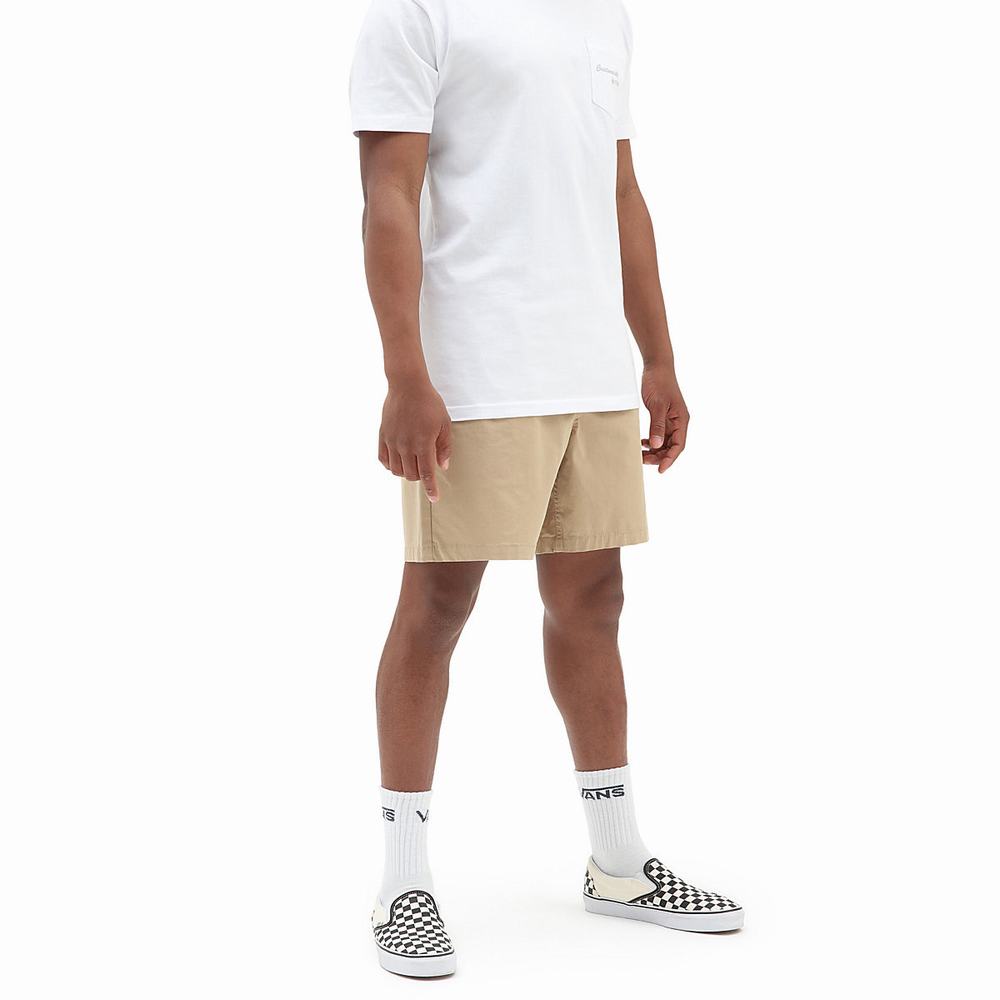 Men\'s Vans Range Relaxed Elastic Shorts Beige | USA21765