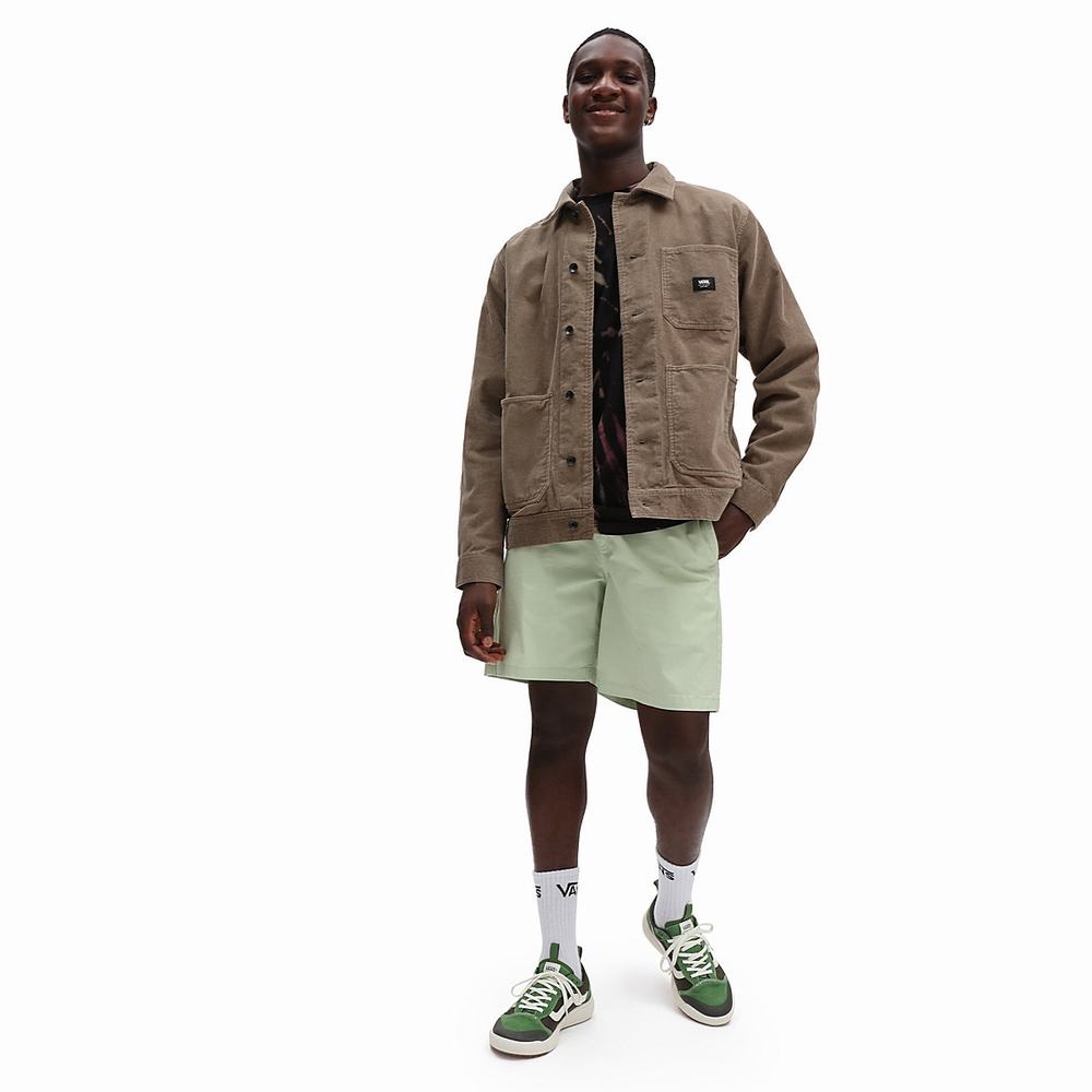 Men's Vans Range Relaxed Elastic Shorts Green | USA43827