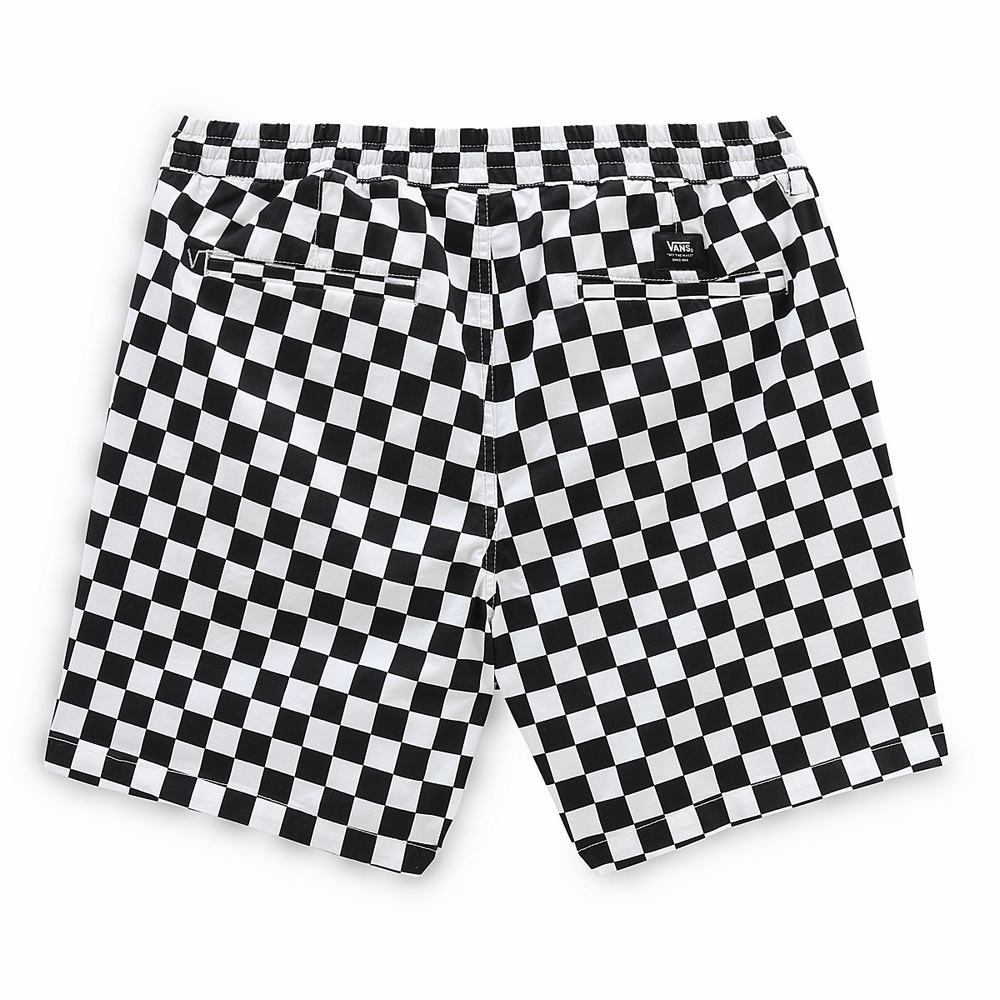 Men's Vans Range Relaxed Elastic Shorts Black / White | USA58462