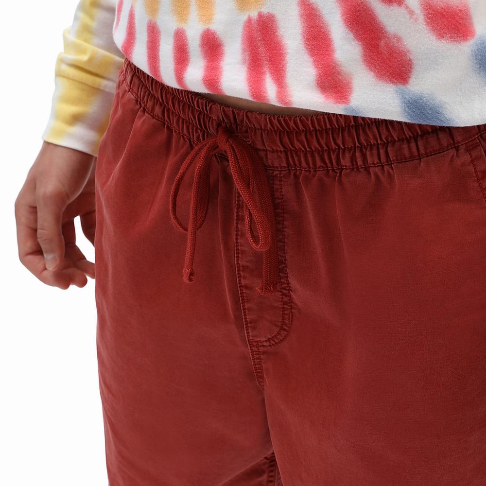 Men's Vans Range Salt Wash Relaxed Elastic Shorts Red | USA20671