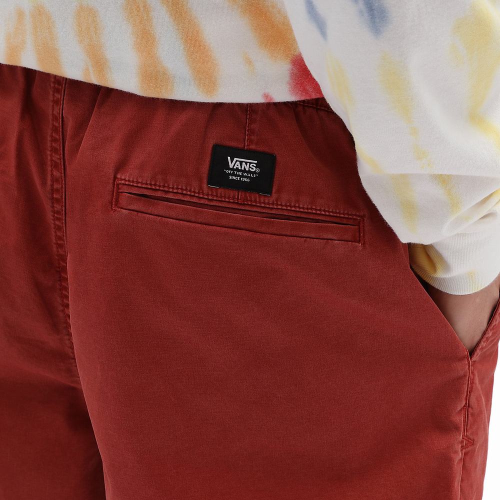 Men's Vans Range Salt Wash Relaxed Elastic Shorts Red | USA20671