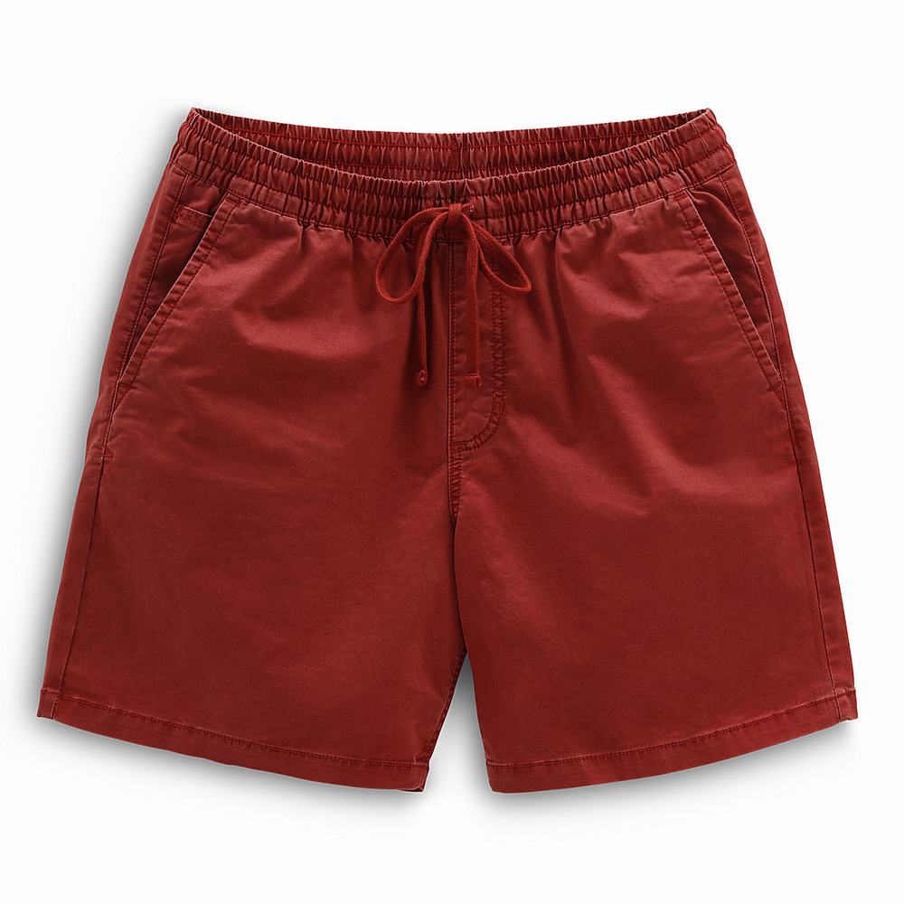 Men's Vans Range Salt Wash Relaxed Elastic Shorts Red | USA20671