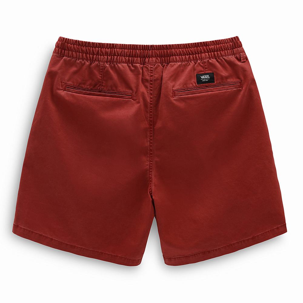 Men's Vans Range Salt Wash Relaxed Elastic Shorts Red | USA20671