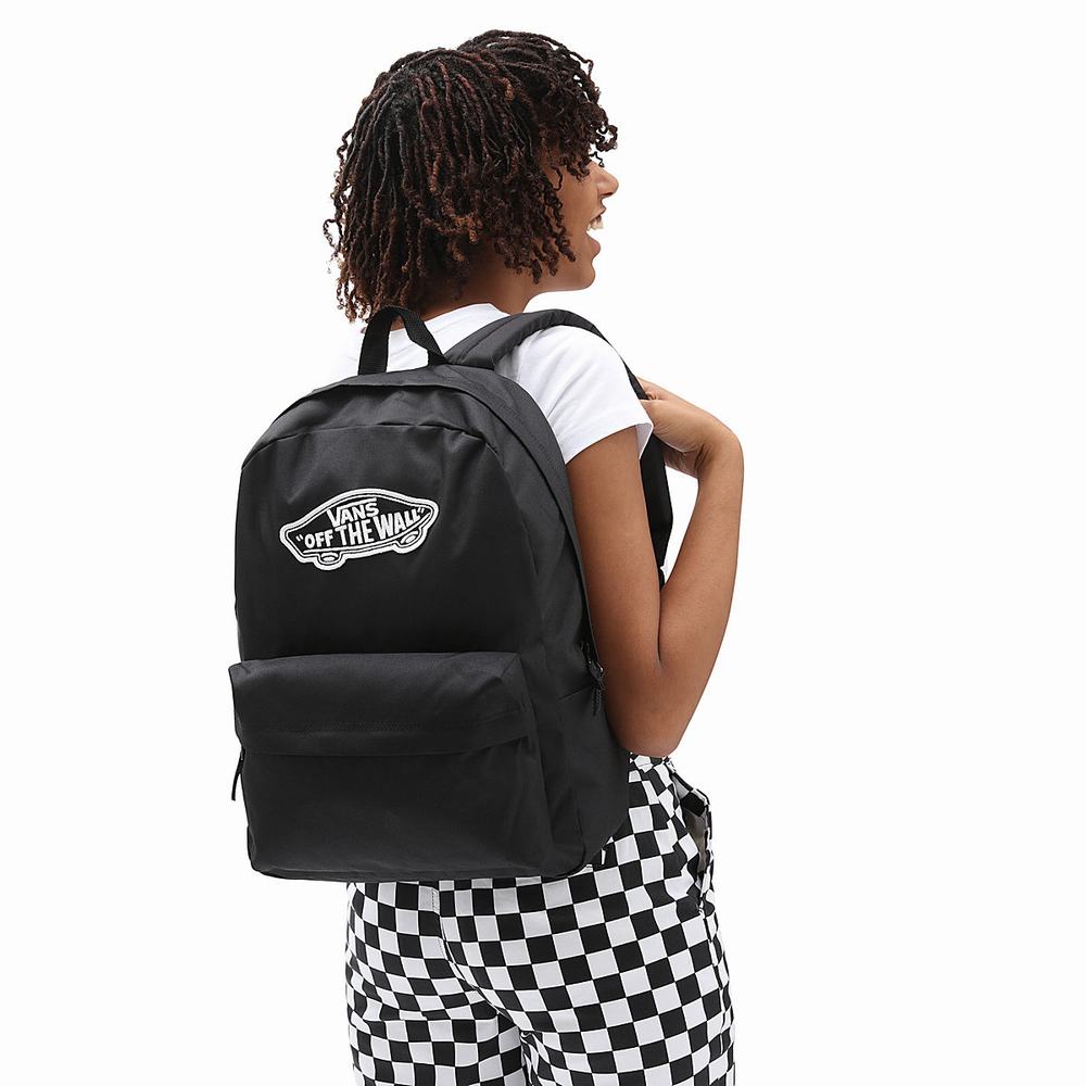 Men's Vans Realm Backpacks Black | USA10962