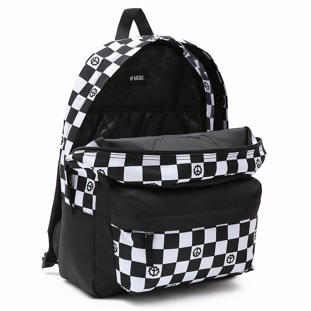 Men's Vans Realm Backpacks Black | USA57380