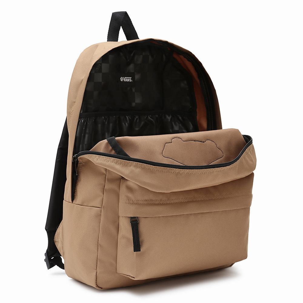 Men's Vans Realm Backpacks Brown | USA69407