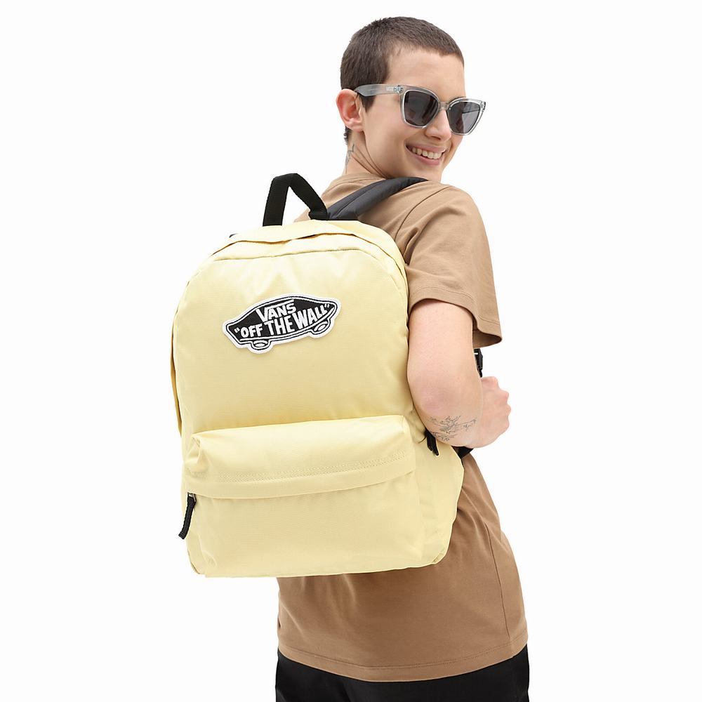 Men's Vans Realm Backpacks Yellow | USA57306