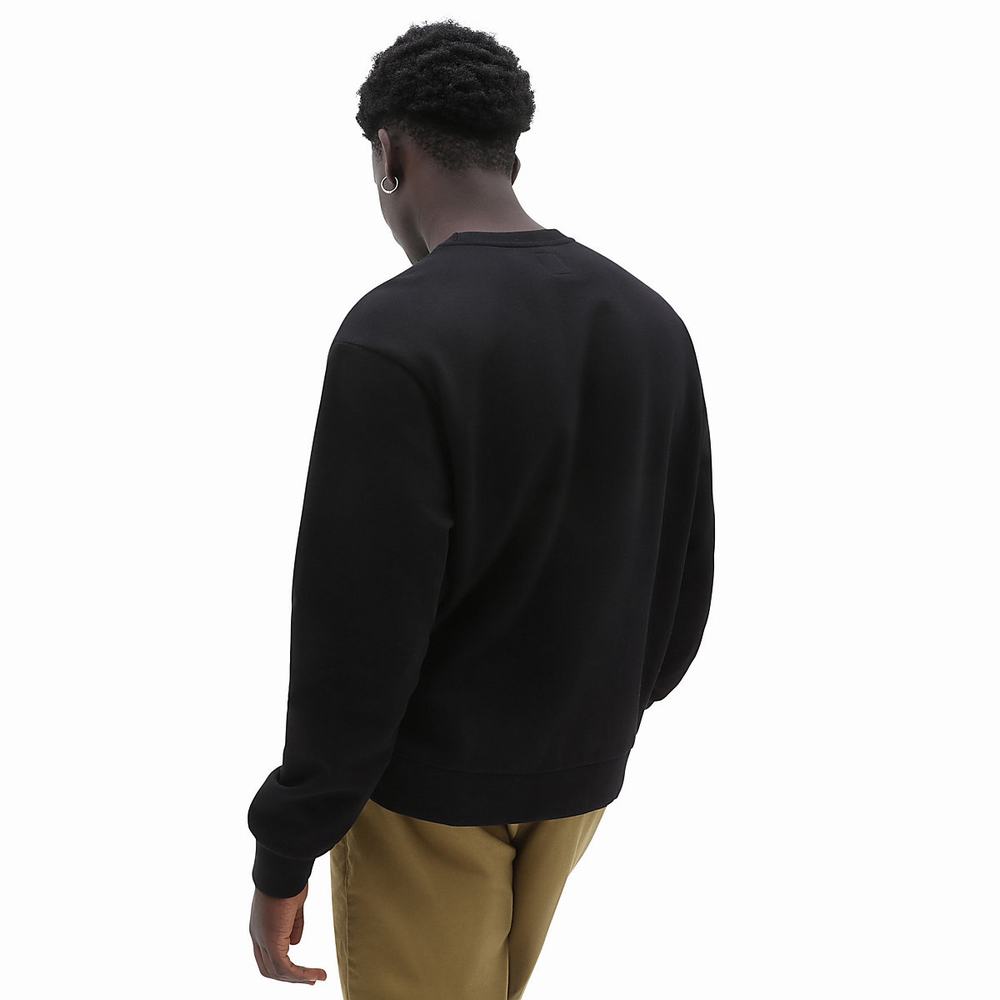 Men's Vans Relaxed Fit Crew Sweatshirts Black | USA52680