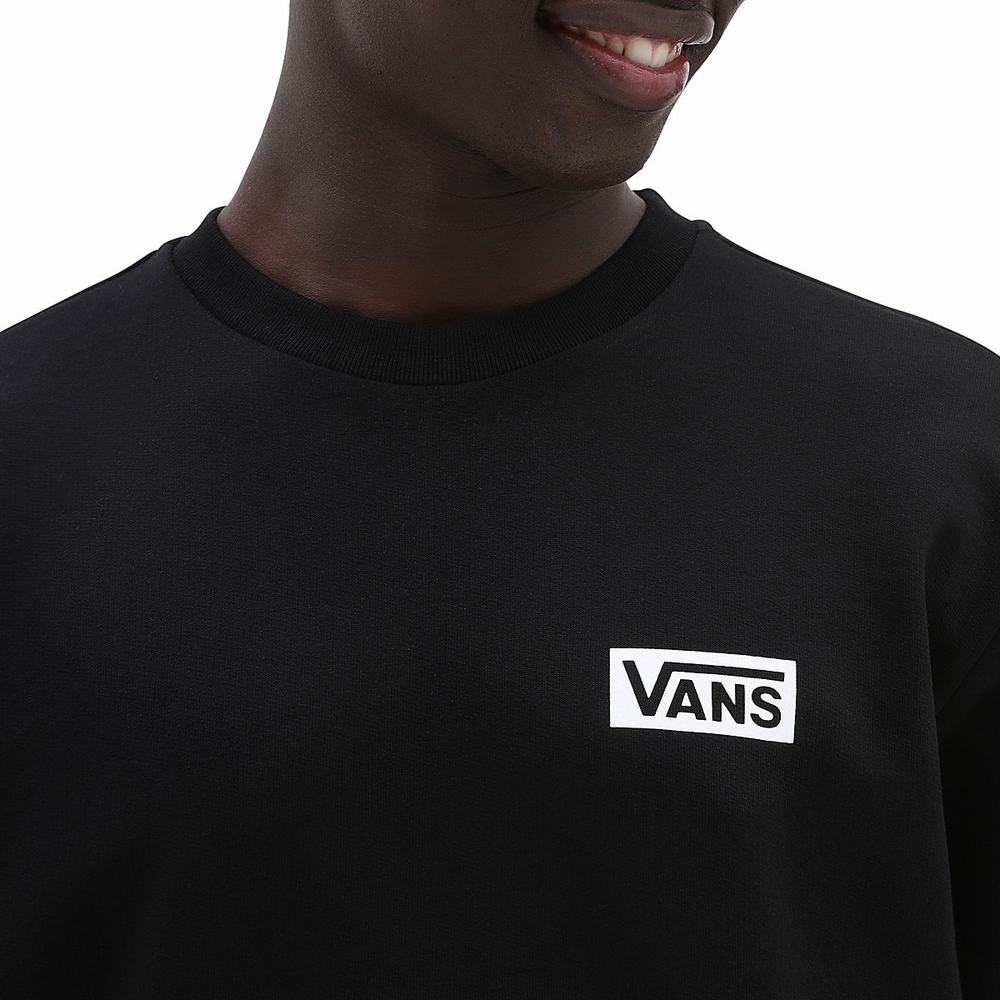 Men's Vans Relaxed Fit Crew Sweatshirts Black | USA52680