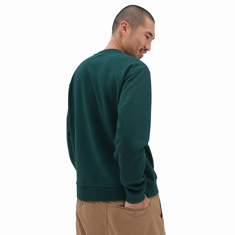 Men's Vans Relaxed Fit Crew Sweatshirts Green | USA81965