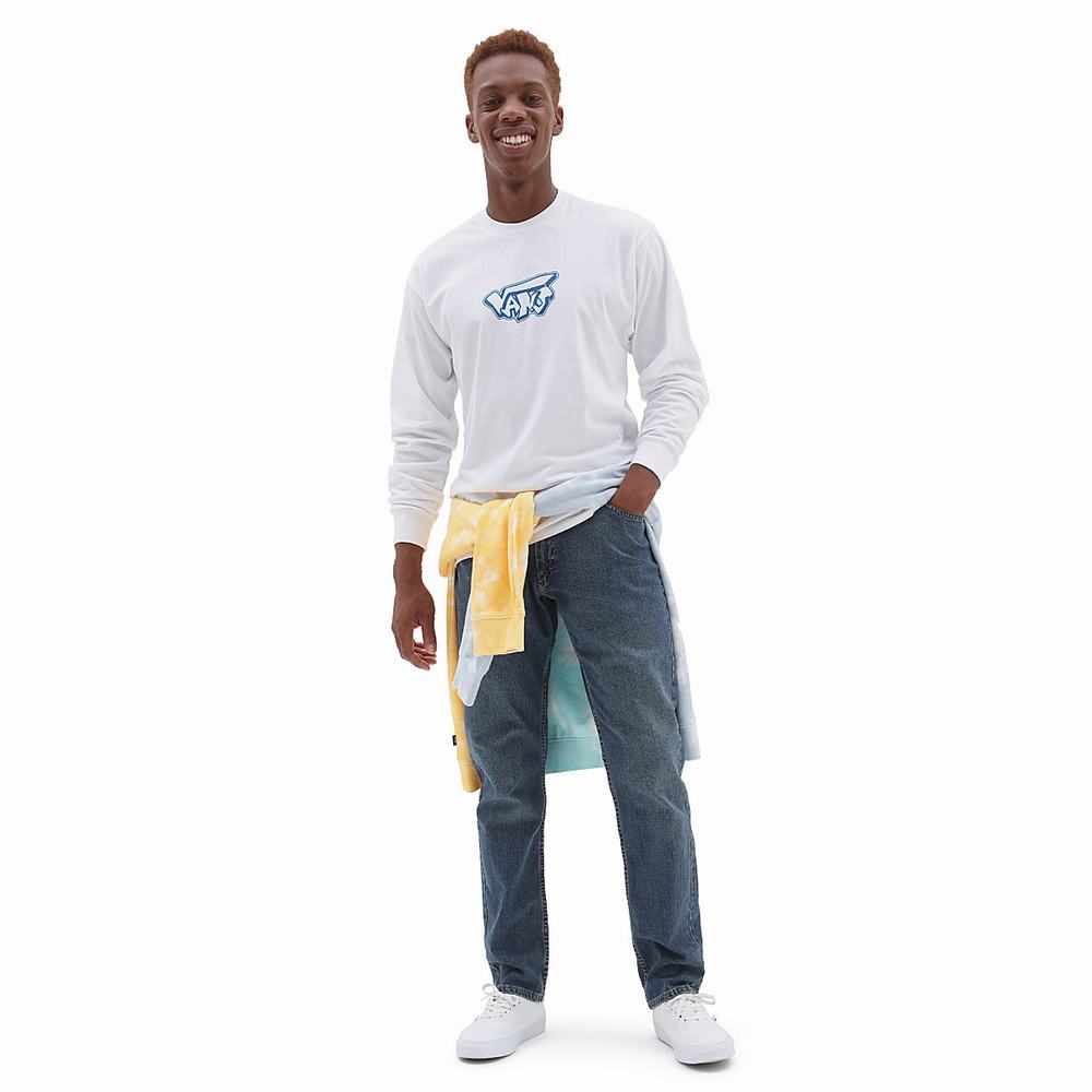 Men's Vans Retro Drop V Long Sleeve T Shirts White | USA68495