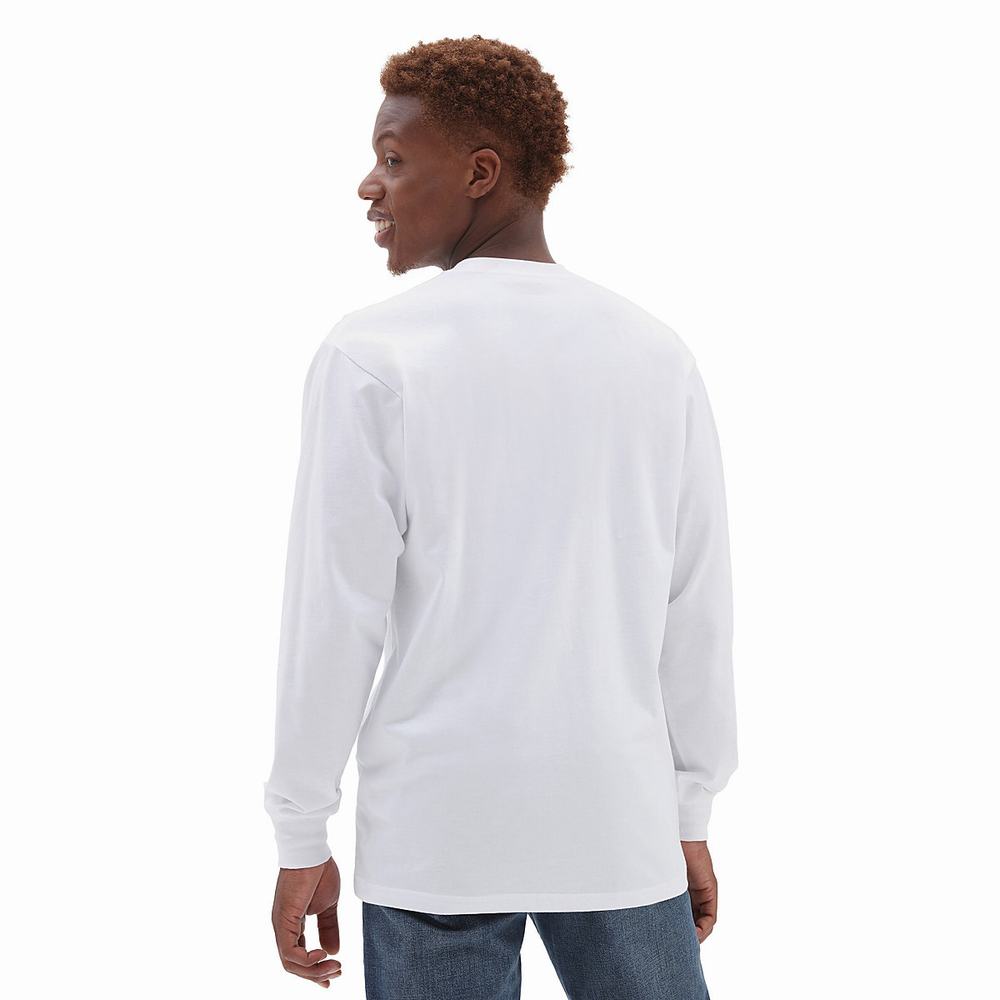 Men's Vans Retro Drop V Long Sleeve T Shirts White | USA68495