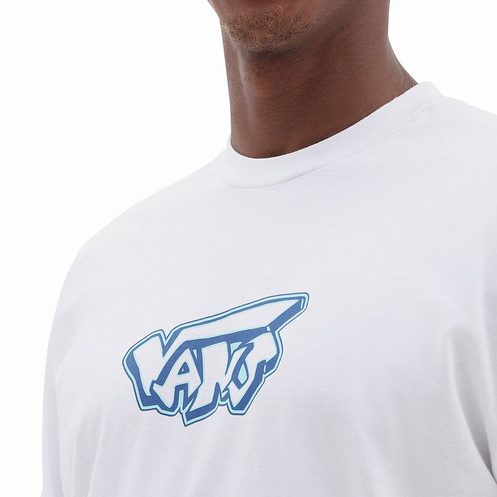 Men's Vans Retro Drop V Long Sleeve T Shirts White | USA68495