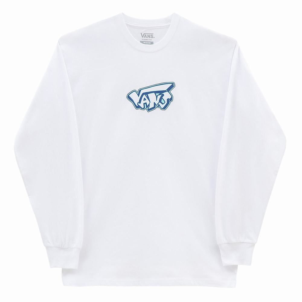 Men's Vans Retro Drop V Long Sleeve T Shirts White | USA68495