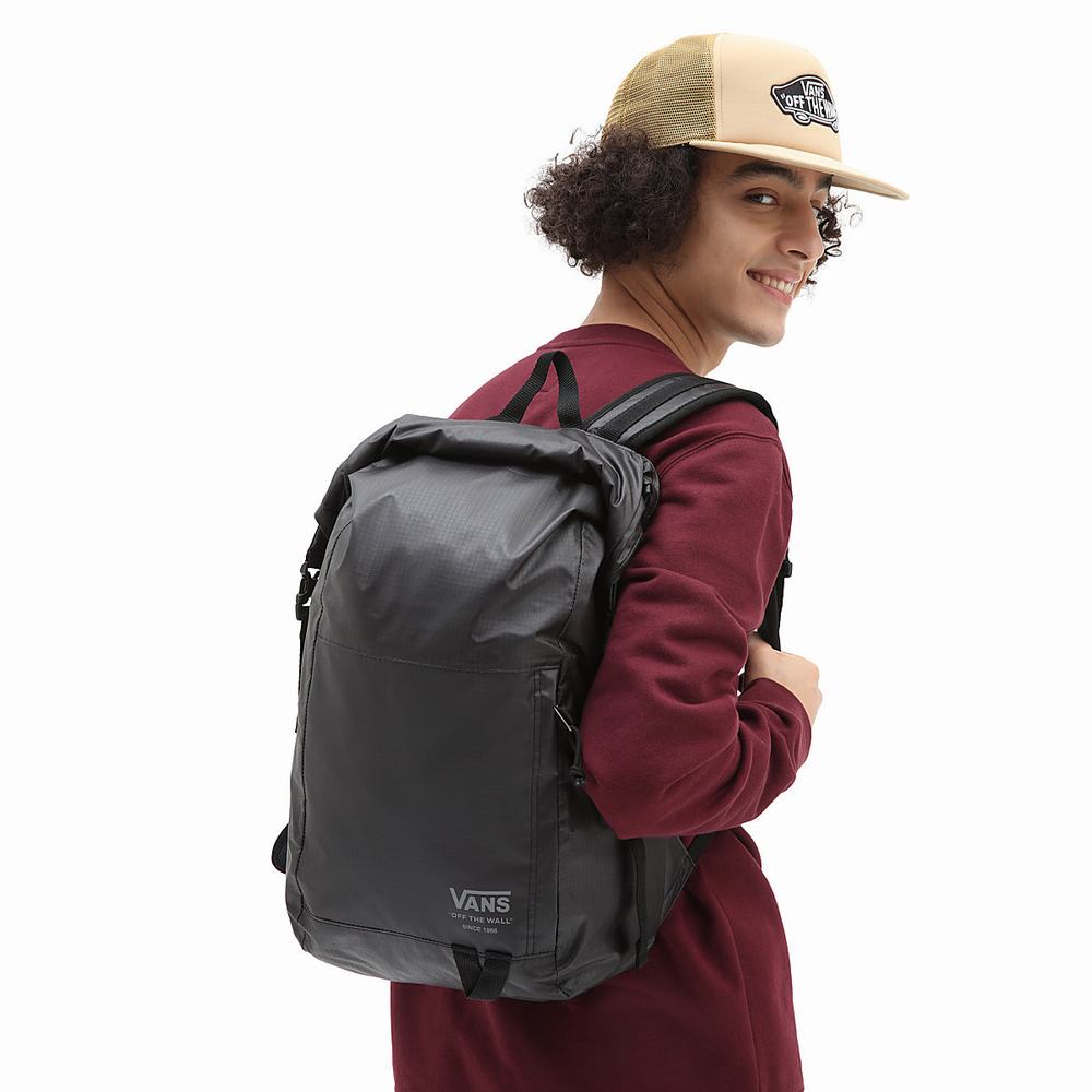 Men's Vans Rolltop Backpacks Black | USA73498