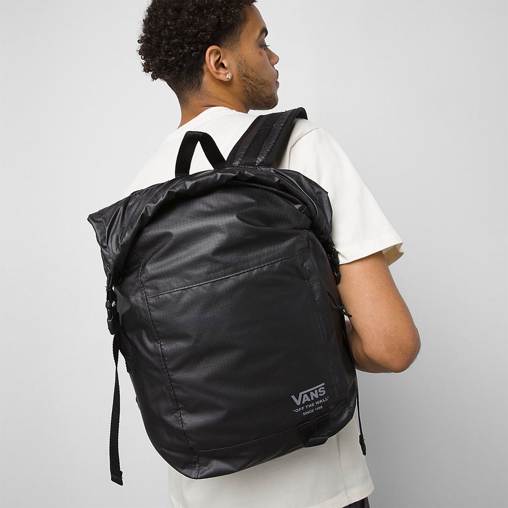 Men\'s Vans Rolltop Backpacks Black | USA73498