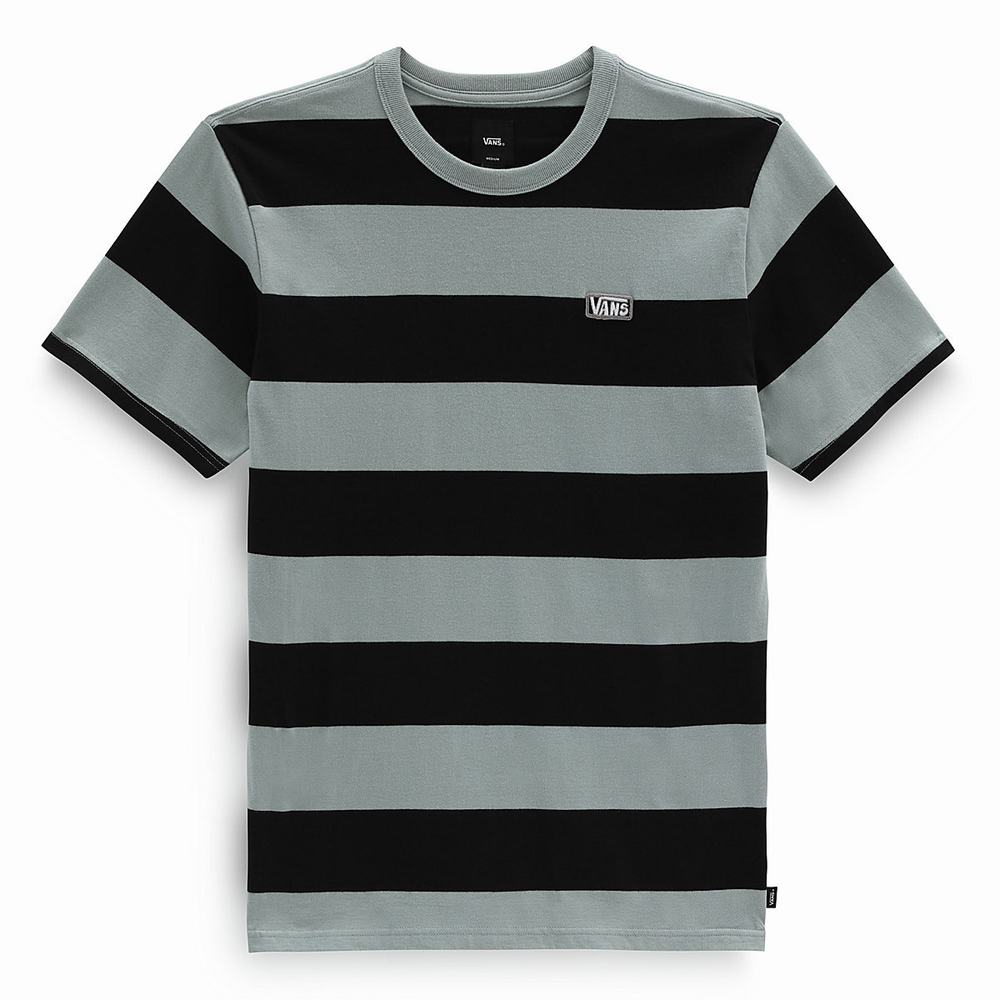 Men's Vans Seasonal Color Stripe Crew T Shirts Green | USA65849