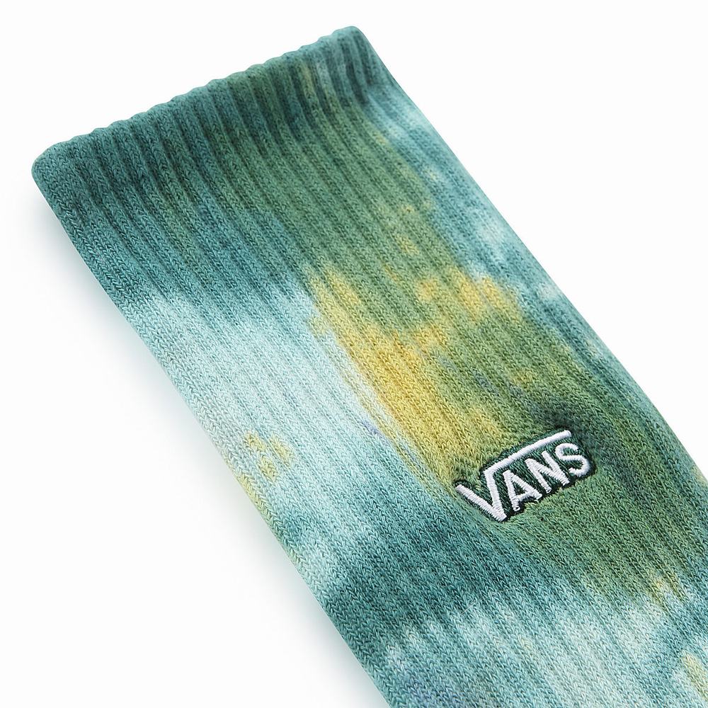 Men's Vans Seasonal Tie Dye Crew (1 Pair) Socks Green | USA87293