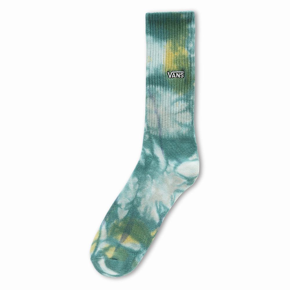 Men\'s Vans Seasonal Tie Dye Crew (1 Pair) Socks Green | USA87293